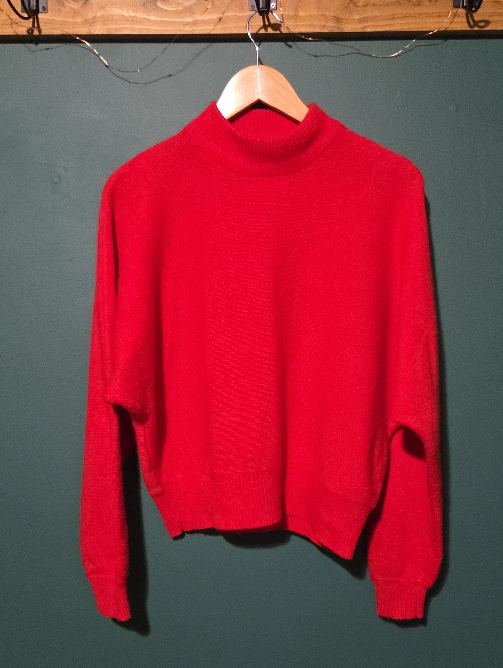 Vintage Rafaella Red Mock Neck Sweater 45% Angora/ 40% Lambswool - Lrg